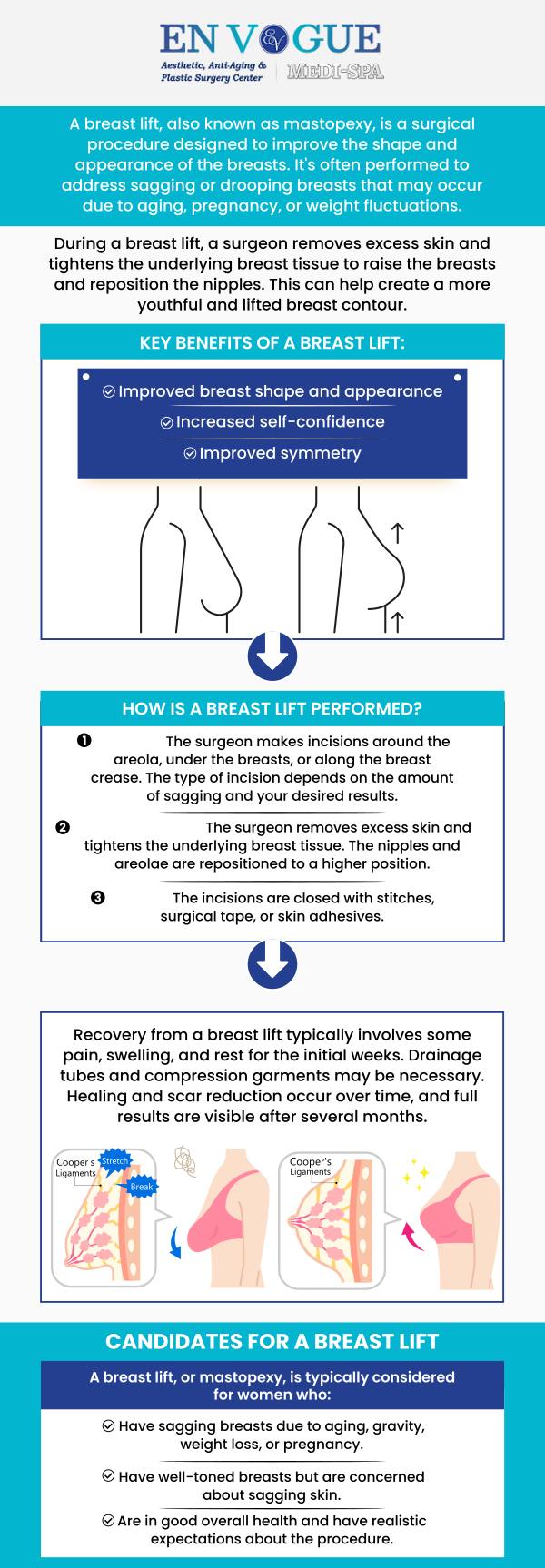 A breast lift can rejuvenate your figure with a more youthful and uplifted breast profile. By restoring shape and symmetry, this procedure can enhance both your body contour and self-confidence. It's especially beneficial for those looking to reverse the effects of aging, pregnancy, or significant weight loss. For more information, contact us or book an appointment online. Our clinics are located in Southampton, PA, and Langhorne, PA. A breast lift can rejuvenate your figure with a more youthful and uplifted breast profile. By restoring shape and symmetry, this procedure can enhance both your body contour and self-confidence. It's especially beneficial for those looking to reverse the effects of aging, pregnancy, or significant weight loss. For more information, contact us or book an appointment online. Our clinics are located in Southampton, PA, and Langhorne, PA.